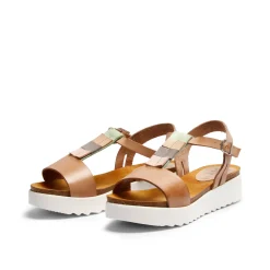 Emilia Leather Sandal Beige-Multi