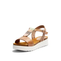 Emilia Leather Sandal Beige-Multi