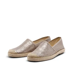 Evita Espadrille Metallic Plain Rose
