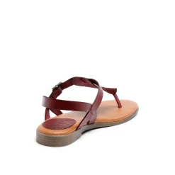 Flora Leather Sandal Snake Bordo
