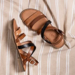 Kiki Leather Sandal Whisky-Multi