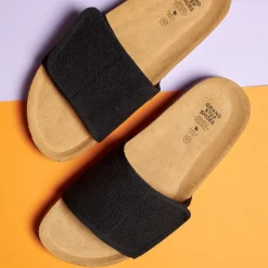 Sunny Hemp Black Slipon Sandal